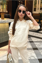 Mini ecru premium essential hoodie