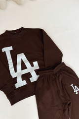 Mini chocolate LA printed sweater loungewear set