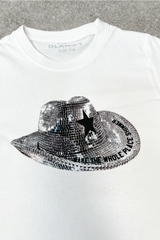 Mini Shimmer eras printed white t-shirt