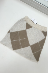 MITZI CREAM BEIGE CHECKED KNITTED SKIRT