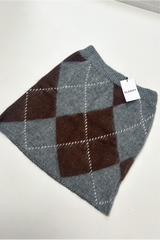 MITZI LIGHT GREY CHOCOLATE CHECKED KNITTED SKIRT