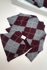 MITZI WINE GREY CHECKED KNITTED SKIRT