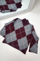 LAVERNE WINE GREY CHECKED HIGH NECK KNITTED JUMPER