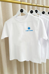 Mini lake como white printed t-shirt