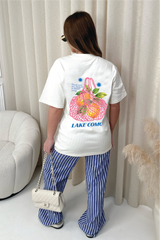 Lake como cream printed heavyweight oversized t-shirt