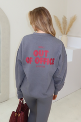 Out of office steel grey and red sweater & legging set