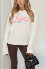 Pilates ecru embroidered sweater and legging set