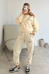 new york ecru and black embroidered sweater joggers premium loungewear