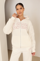 LSRE ivory printed zip hoodie & wide leg trousers loungewear