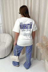 Manhattan cream printed heavyweight oversized t-shirt