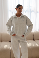 Marl embroidered logo 3/4 zip sweater