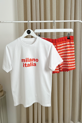 Milano Italia white & orange printed t-shirt
