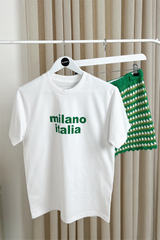 Milano Italia white & green printed t-shirt