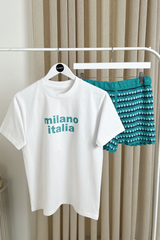 Milano Italia white & blue printed t-shirt