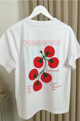 Tomato white front & back printed heavyweight oversized t-shirt