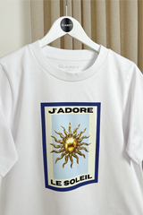 J'adore white printed heavyweight oversized t-shirt