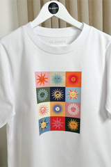 Sun white printed heavyweight oversized t-shirt