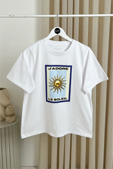 J'adore white printed heavyweight oversized t-shirt