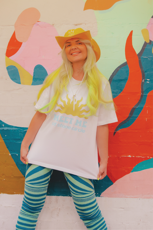 Stone circle white heavyweight printed t-shirt