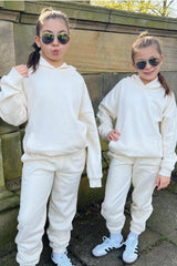 Mini ecru premium essential hoodie