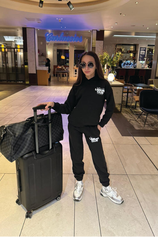 Mini Leisure club black printed hoodie and joggers