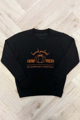 Mini Pumpkin Patch Black Embroidered Sweater Hoodie