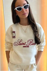 Mini saint barts ecru embroidered sweater