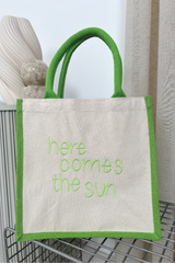 Here comes the sun green embroidered Mini Tote