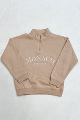 Mini monaco stone embroidered 3/4 zip sweater