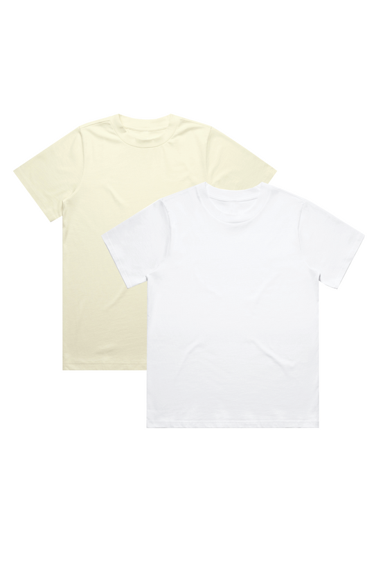 MULTI PACK WHITE & BUTTER YELLOW HEAVY WEIGHT T-SHIRTS