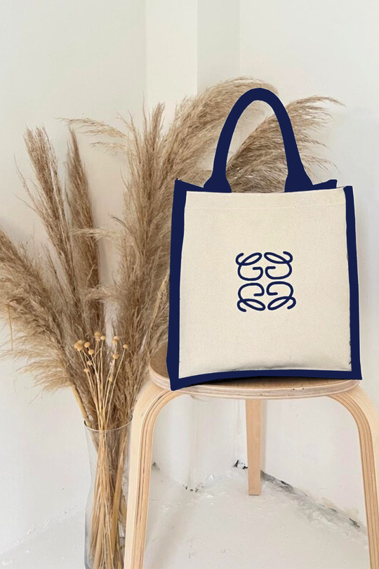 GeGe navy embroidered Mini Tote