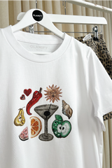 Summer fruits white heavyweight printed t-shirt
