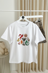 Summer fruits white heavyweight printed t-shirt