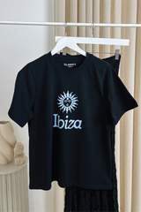 Ibiza black printed heavyweight oversized t-shirt
