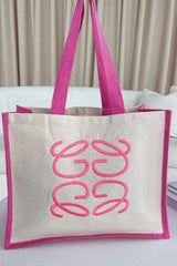 Gege Pink Embroidered Large Tote Bag