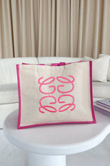 Gege Pink Embroidered Large Tote Bag