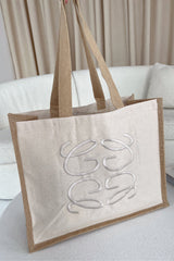 Gege Neutral Embroidered Large Tote Bag