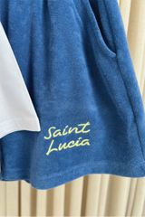 Saint lucia blue embroidered t-shirt towelling shorts set