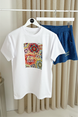 Saint lucia blue embroidered t-shirt towelling shorts set