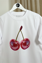Pink Cherry White printed heavyweight oversized t-shirt