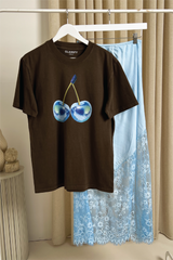 Blue Cherry mocha heavyweight printed t-shirt