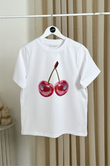 Pink Cherry White printed heavyweight oversized t-shirt