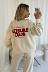 Leisure club ecru printed sweater joggers loungewear