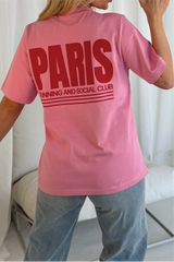 Paris pink & red printed heavyweight oversized t-shirt