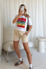 Saint louis lemon embroidered premium short tee coord