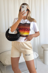 Saint louis chocolate embroidered premium short tee coord