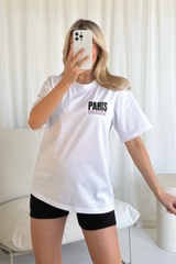 Paris white printed heavyweight oversized t-shirt