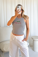 Martini grey embroidered ribbed vest