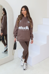Studio leisure mocha printed drawstring hoodie