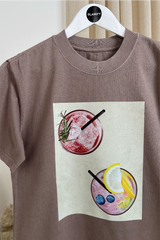 Summer cocktail taupe heavyweight printed t-shirt